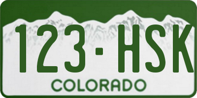 CO license plate 123HSK