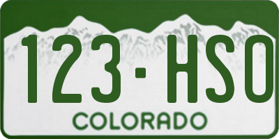 CO license plate 123HSO