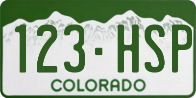 CO license plate 123HSP