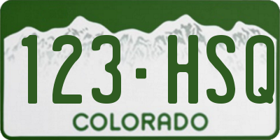 CO license plate 123HSQ