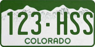CO license plate 123HSS