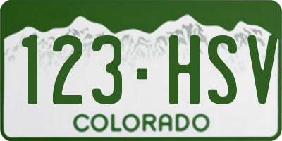 CO license plate 123HSV