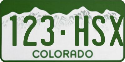 CO license plate 123HSX