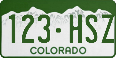 CO license plate 123HSZ