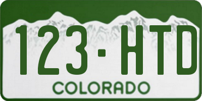 CO license plate 123HTD