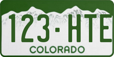 CO license plate 123HTE