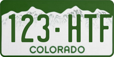 CO license plate 123HTF