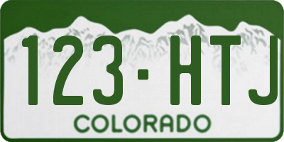 CO license plate 123HTJ