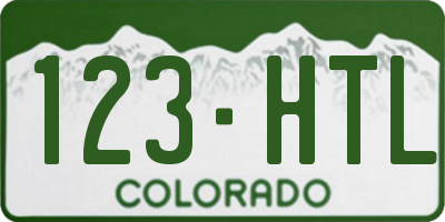 CO license plate 123HTL