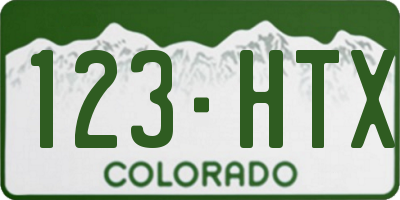 CO license plate 123HTX
