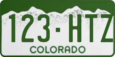 CO license plate 123HTZ