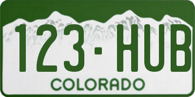 CO license plate 123HUB