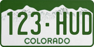 CO license plate 123HUD