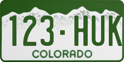 CO license plate 123HUK