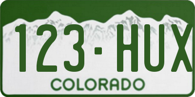 CO license plate 123HUX