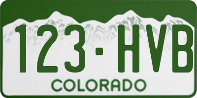 CO license plate 123HVB