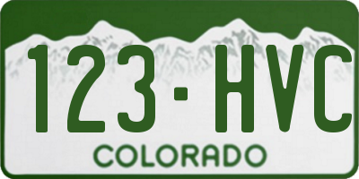 CO license plate 123HVC