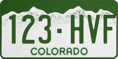 CO license plate 123HVF