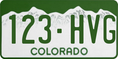 CO license plate 123HVG
