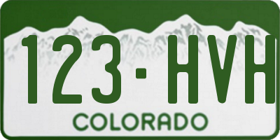 CO license plate 123HVH
