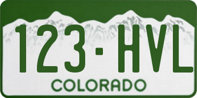 CO license plate 123HVL