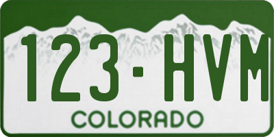 CO license plate 123HVM