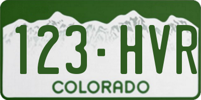CO license plate 123HVR