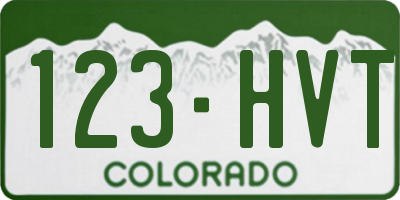 CO license plate 123HVT