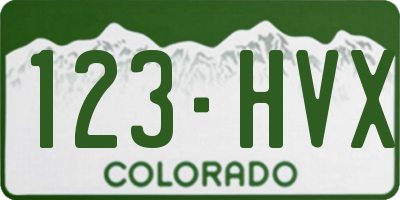 CO license plate 123HVX