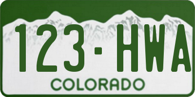 CO license plate 123HWA