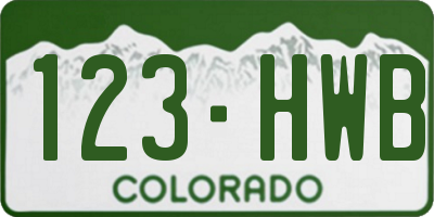 CO license plate 123HWB