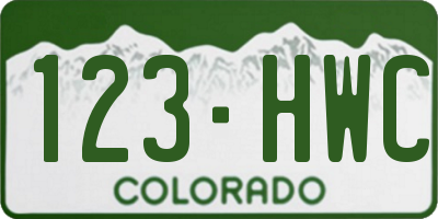 CO license plate 123HWC