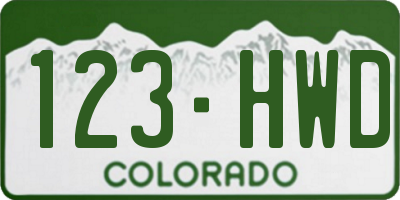 CO license plate 123HWD