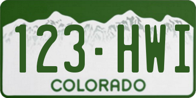CO license plate 123HWI