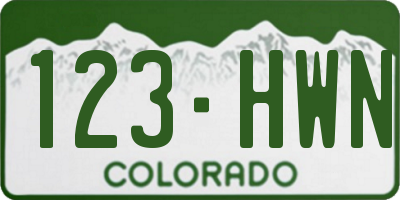 CO license plate 123HWN