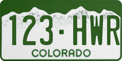 CO license plate 123HWR