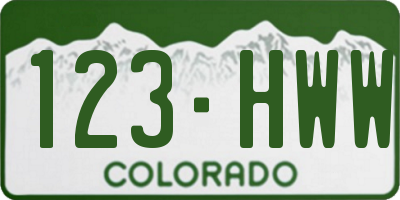 CO license plate 123HWW
