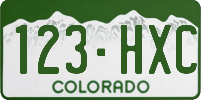 CO license plate 123HXC