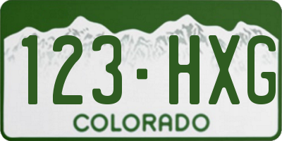 CO license plate 123HXG