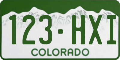 CO license plate 123HXI