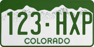 CO license plate 123HXP