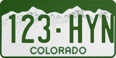 CO license plate 123HYN