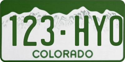 CO license plate 123HYO