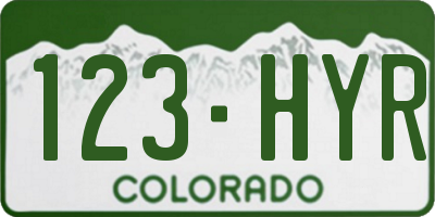 CO license plate 123HYR