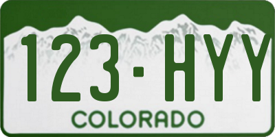 CO license plate 123HYY