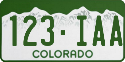 CO license plate 123IAA
