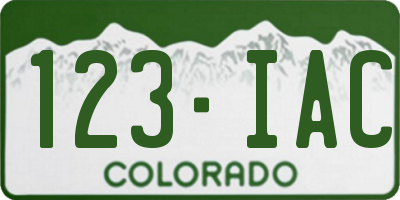 CO license plate 123IAC