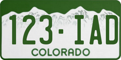CO license plate 123IAD