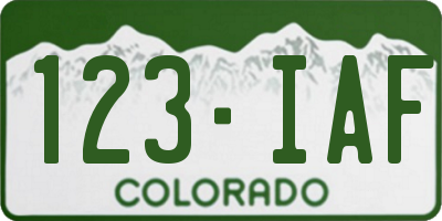 CO license plate 123IAF