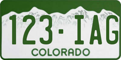 CO license plate 123IAG